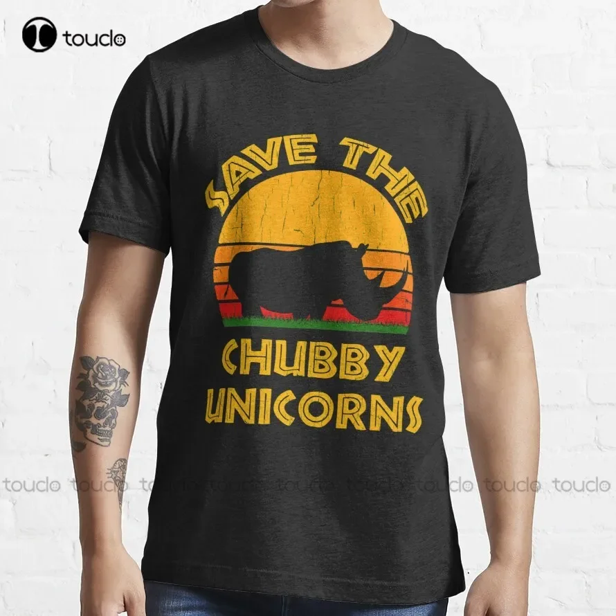 Save The Chubby Unicorns Retro Vintage  T-Shirt Grandpa Shirt Custom Aldult Teen Unisex Digital Printing Tee Shirt Xs-5Xl Cotton