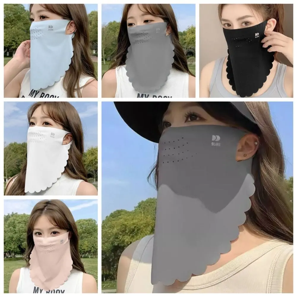 

Solid Color Sunscreen Mask Summer Face Scarves Sun Proof Bib Neck Wrap Cover Face Cover Face Shield Sunscreen Face Scarf Hiking