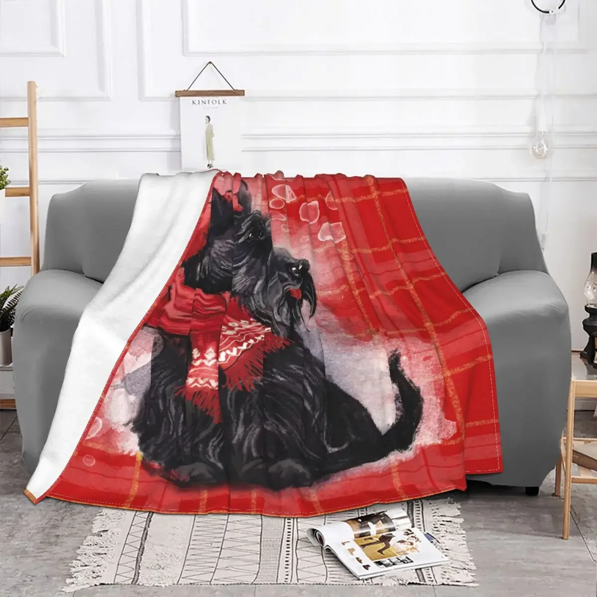 Yorkshire Terrier Christmas Blankets Flannel All Season Cute Dog Animal Ultra-Soft Throw Blankets for Bedding Outdoor Rug Piece