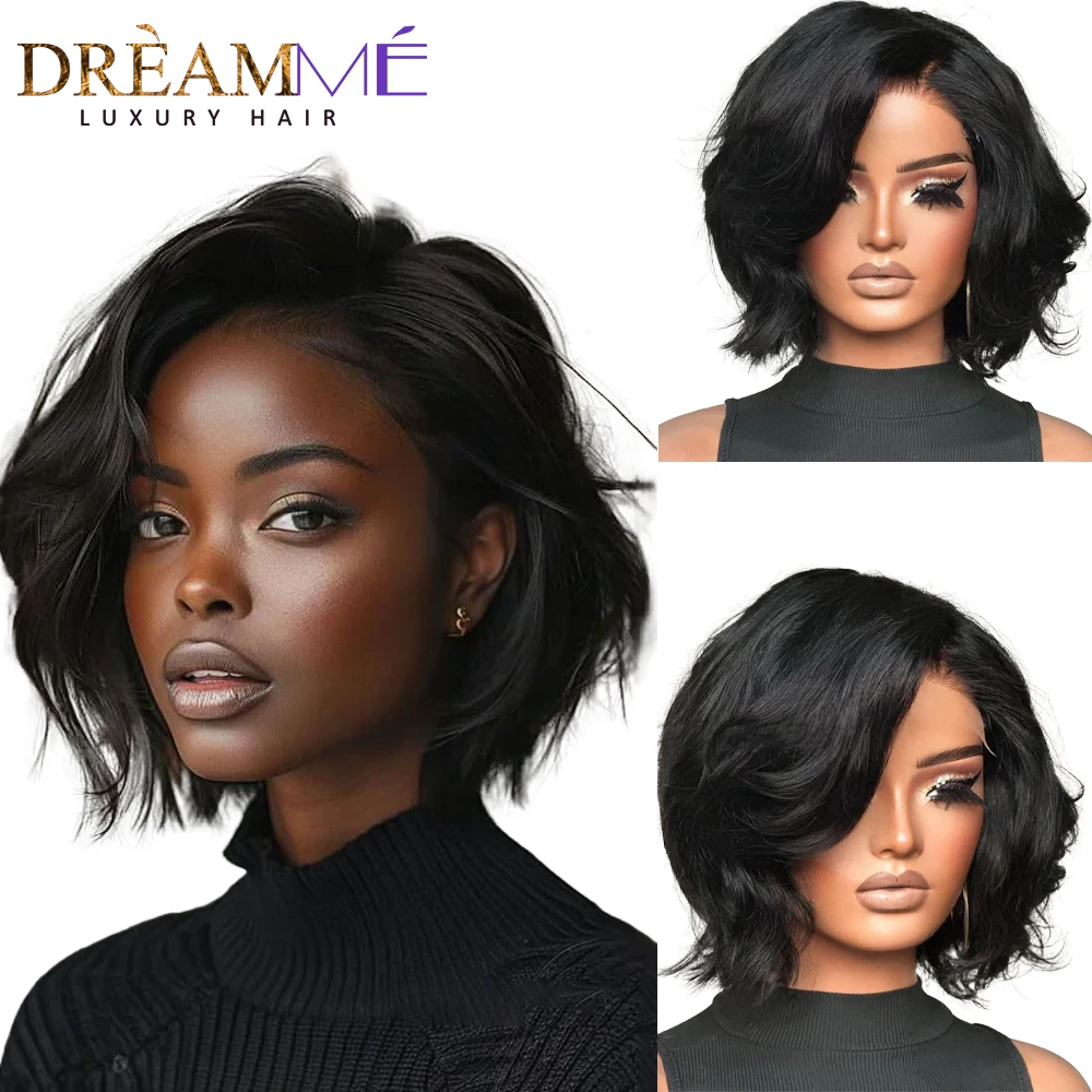 Glueless Wig 4x4/5x5 Lace Closure Wigs Natural Black Layered Bob Per Cut Lace Wear And Go Wigs 5x5 Lace Closure Wig For Women