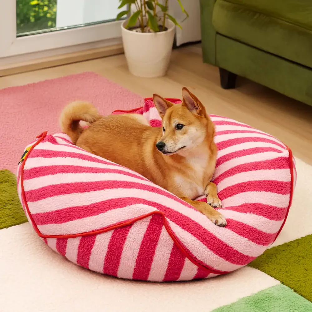 Stylish Striped Pattern Large Bean Bag Cloudy Dog Bed Machine Washable Soft Bounce Calming Polygonal Pet Bed for Dogs