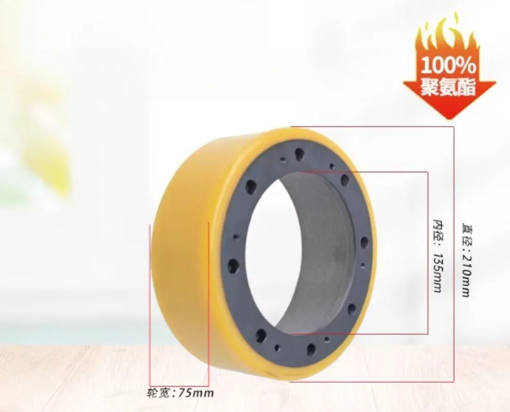 

forklift parts 210*75/135mm PU wheel with 8 holes 1PC