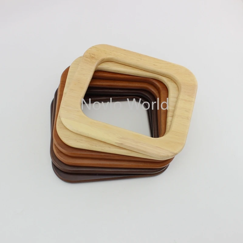 2-10-20 Pieces,4 Colors15X13cm Solid Tree Wood Big DIY Bags Handbags Handle,Oak Tree Wood Purse Square Handle Replacement