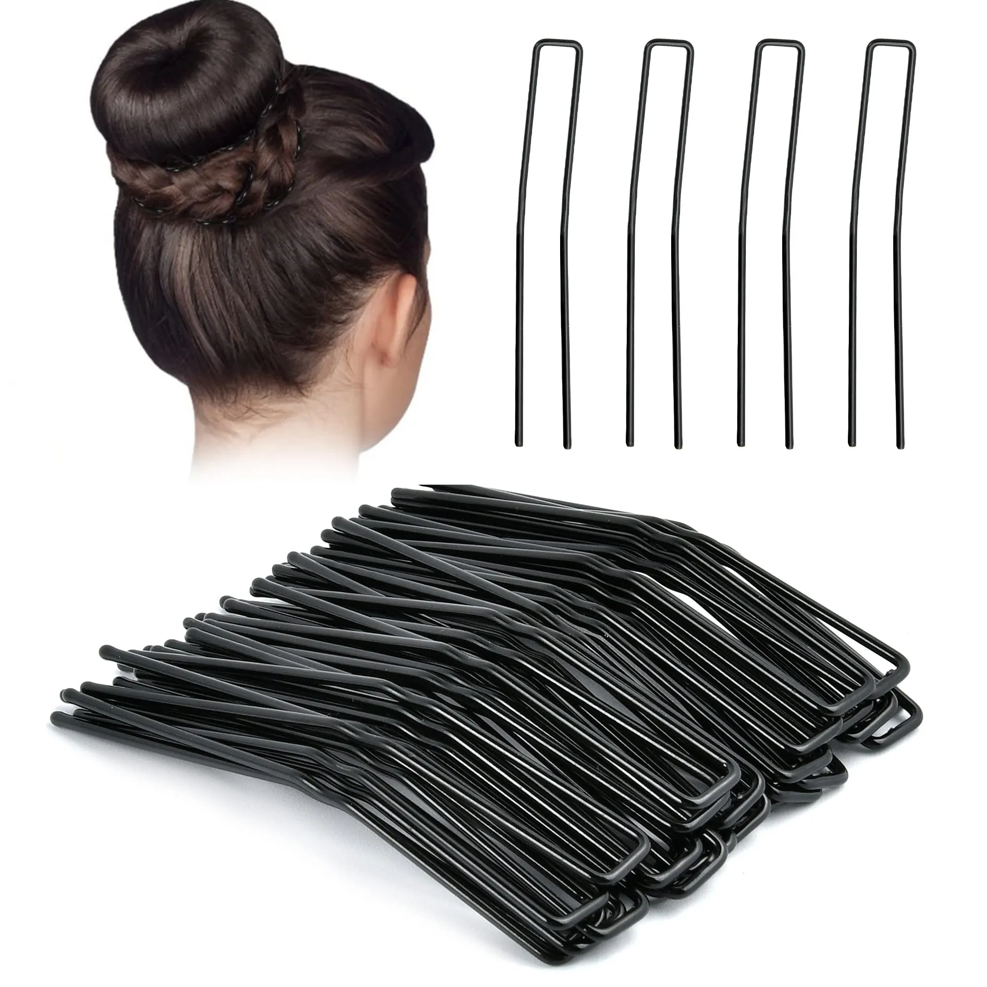 12Pcs Ballet Bobby Pins U Shaped Hair Pins Curved Curly Bun Clips Hairpin Crimped Design Hair Styling Tools for Women Girls