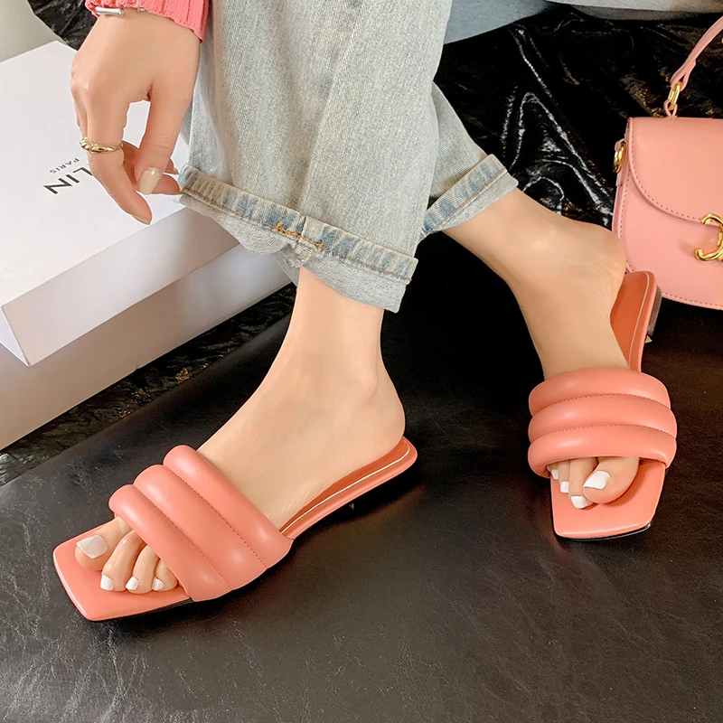 JOZHAMTA Size 33-41 Flats Slippers Women Real Leather Luxury Brand Low Heels Shoes For Women Summer 2023 Fashion Party Slides