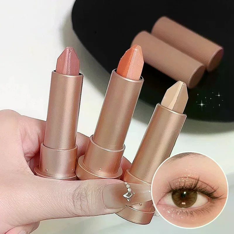 التدرج مزدوج اللون بريق عينيه عصا لؤلؤي كسول تمييز عينيه القلم الكنتوري سطع مقاوم للماء ماكياج العين