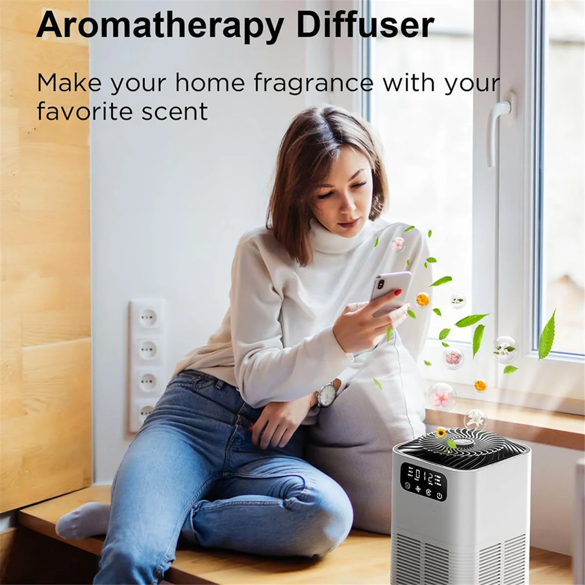 HOT Air Purifiers for Home - with Aromatherapy Diffusion Function for Pet Dander, Smoke, Dust, Pollen, and Odor Eu Plug
