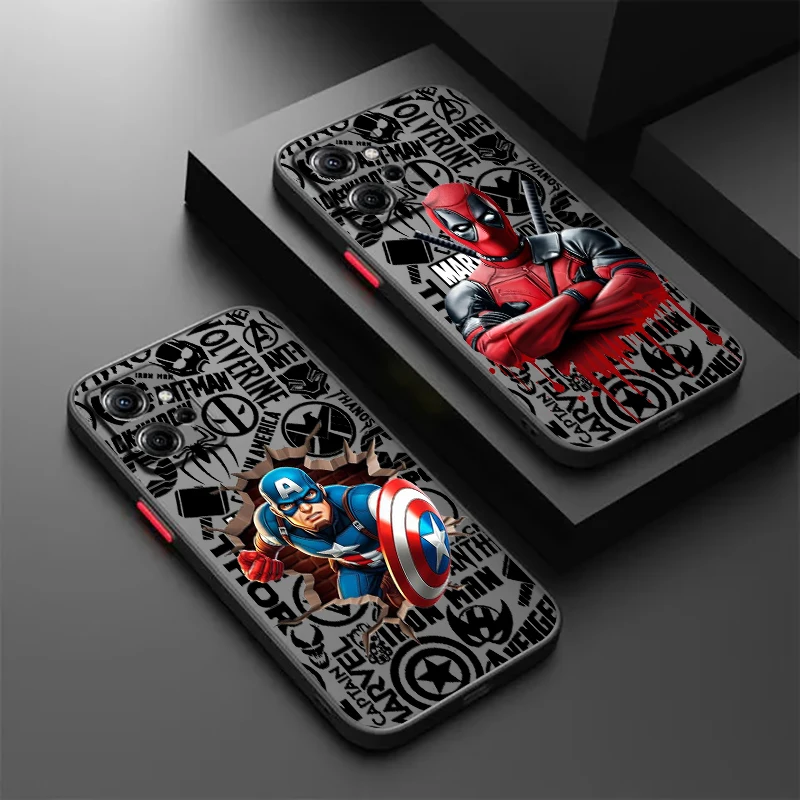 Marvel Superheroes Cartoon Frosted Translucent For Redmi Note 13R 13 12 12S 12T 11 11T 11E 10 Pro Plus 5G Back Phone Case