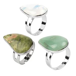 Fashionable Natural Stone Large Crystal Ring for Women's Water Drop Wedding Engagement Party Charming Temperament Jewelry Gift