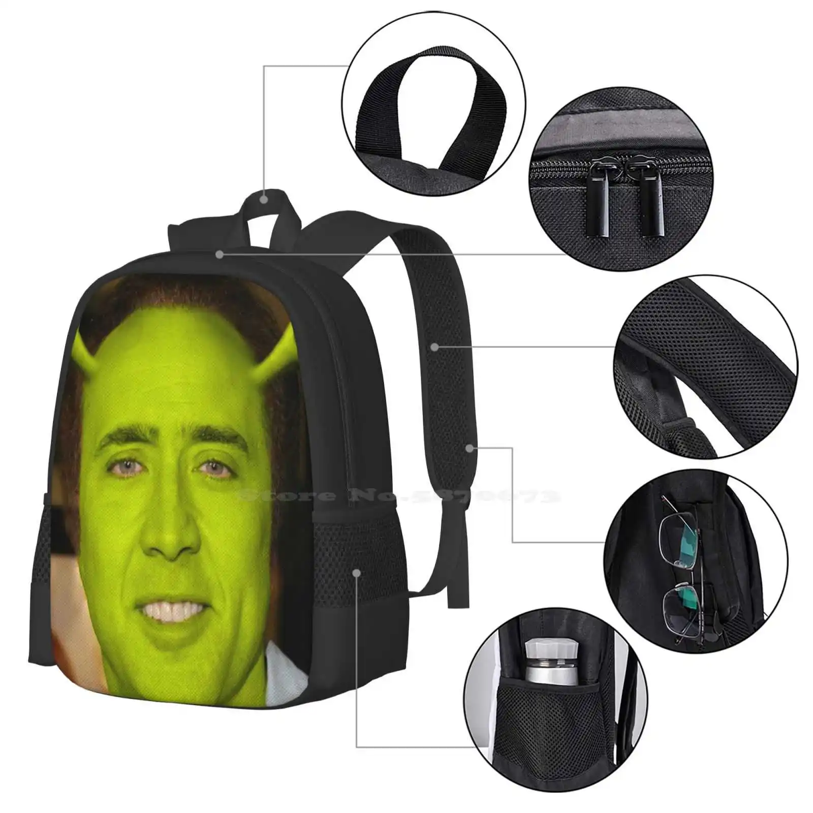 Nicolas Cage / Shrek School Bags For Teenage Girls Laptop Travel Bags Nicolas Cage Face On Things Shrek Funny Meme