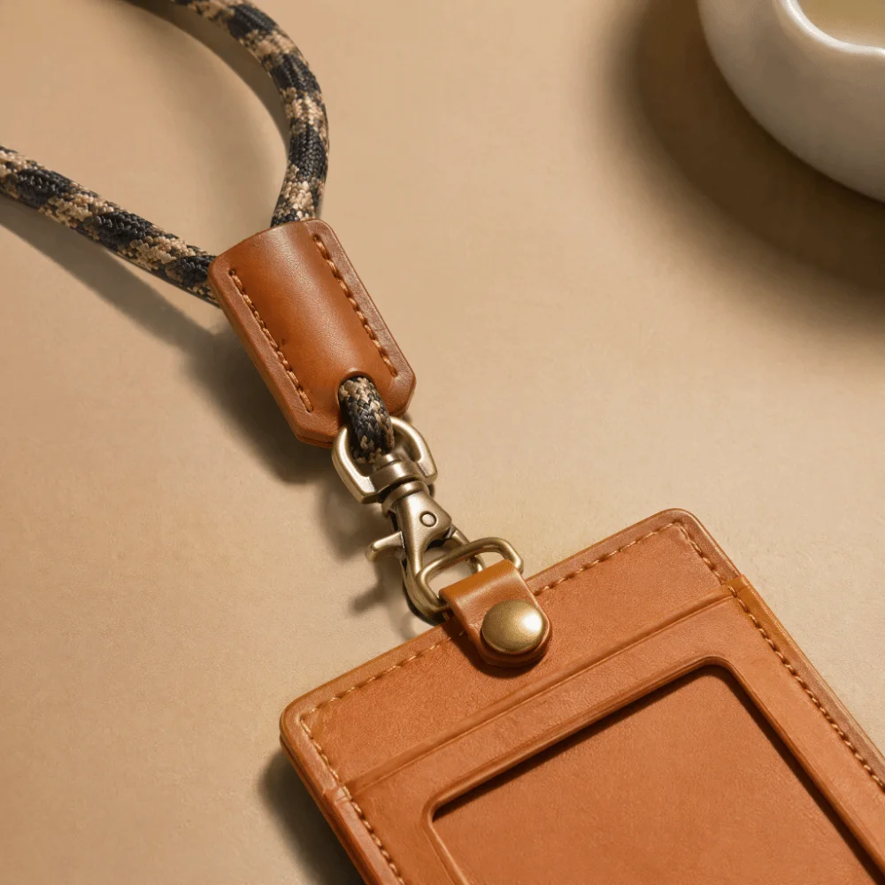 Vintage Waxed Leather ID Badge Holder Distressed Leather Protective Sleeve Work ID Card Cover Premium Leather Snug Fit Card Pack