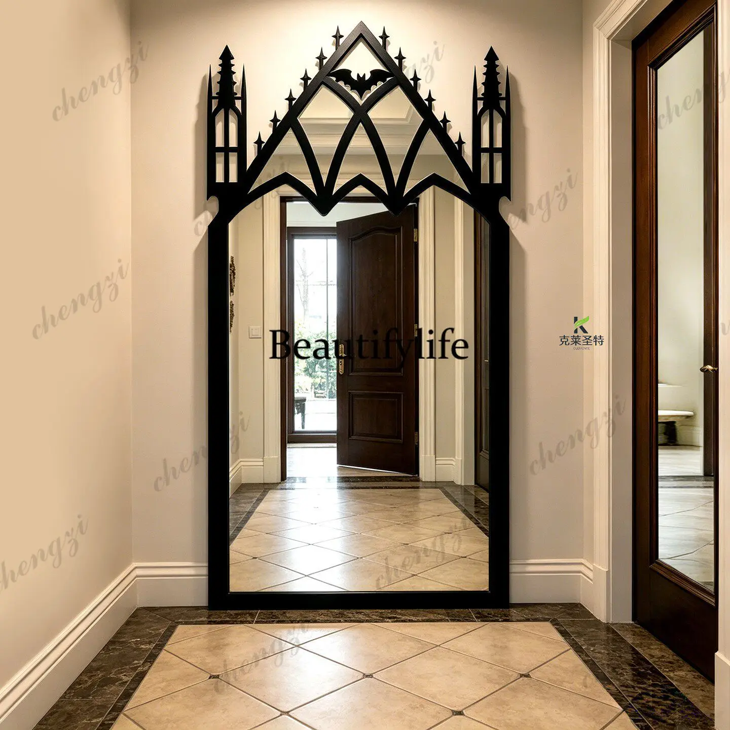 French retro full-length mirror, floor-to-ceiling mirror, wall-mounted dressing, fitting mirror.
