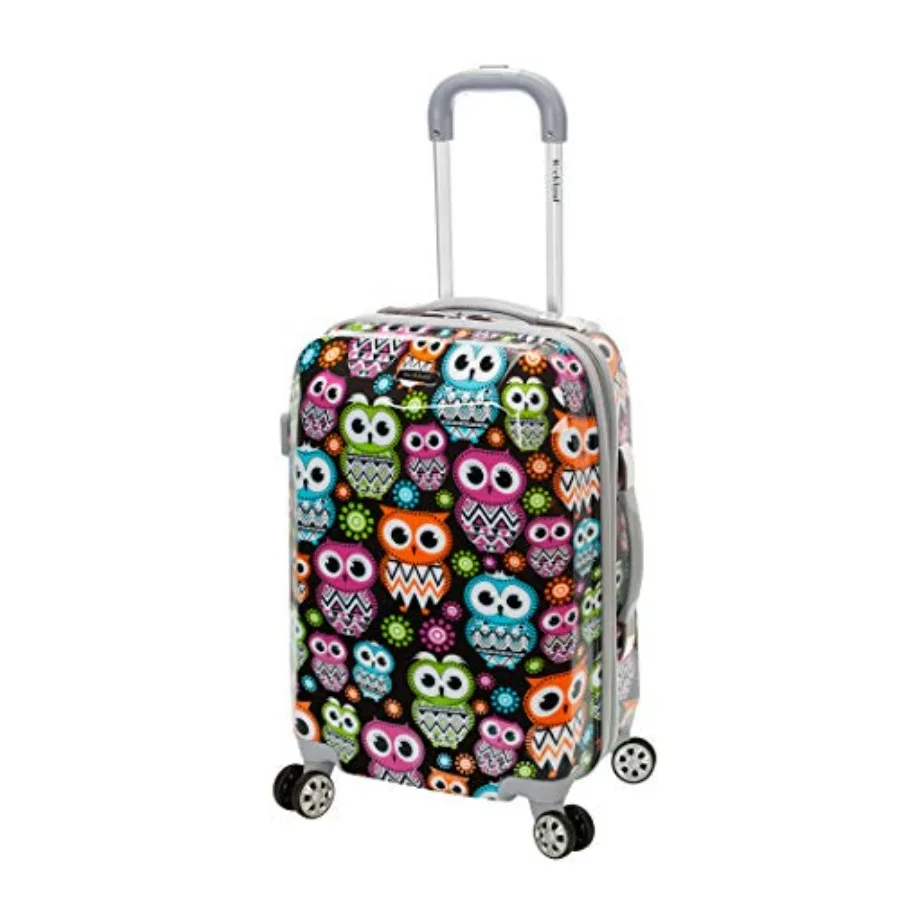 

20-Inch Hardside Spinner Luggage Owl Pattern Carry-On with Smooth Rolling Wheels for Travel Durable Polycarbonate Material in B