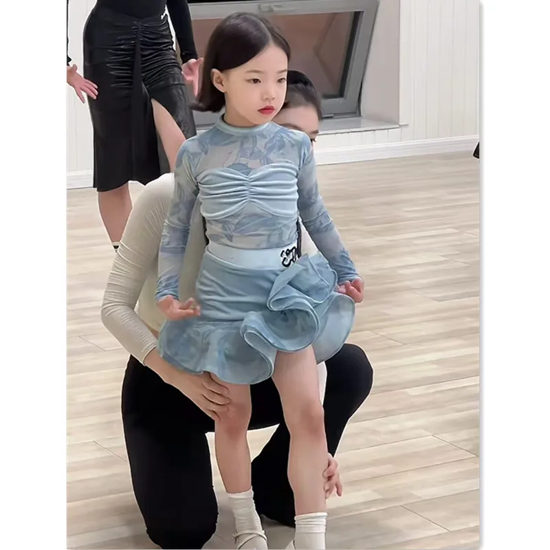 Ensemble de Costumes de danse latine à manches longues pour filles, tenue d'entraînement de Performance haut de gamme pour automne et hiver, nouvelle Collection