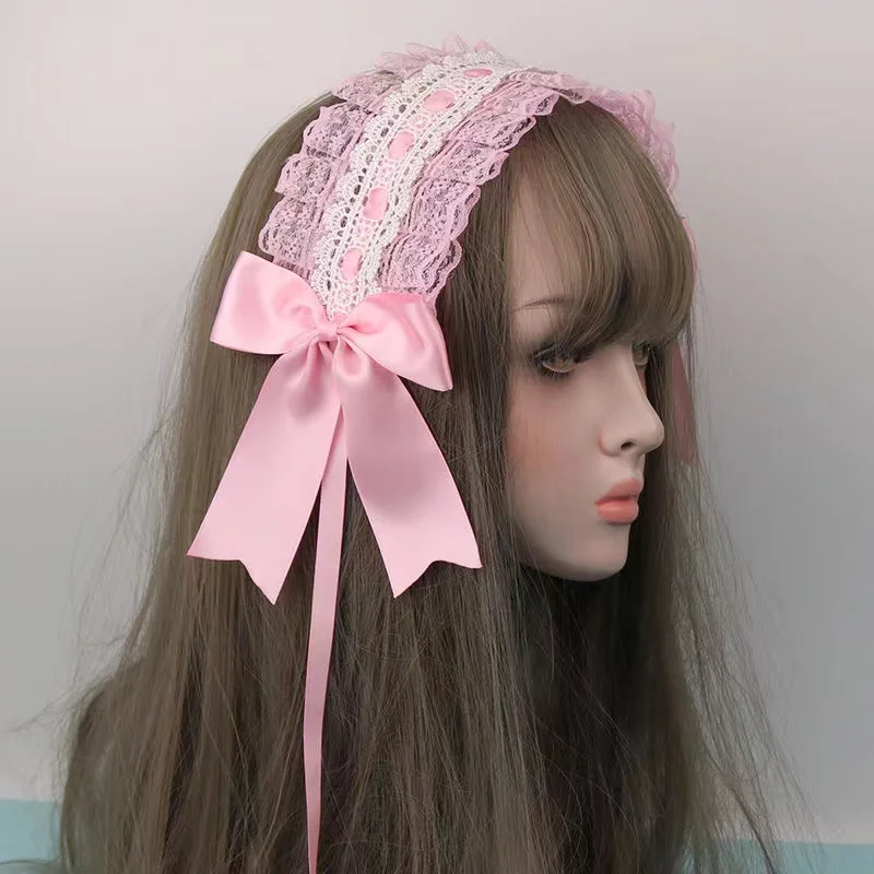 Japonês lolita maid headwrap laço com arco feminino gótico hairbands menina acessórios de cabelo cosplay