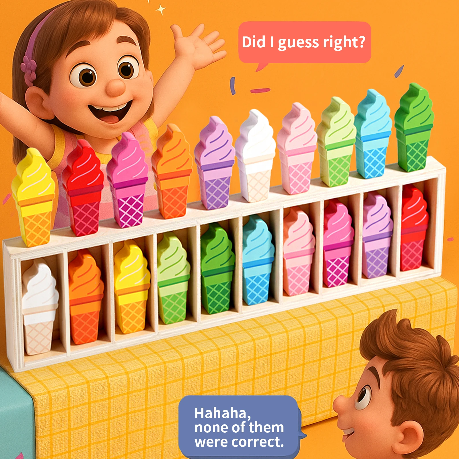 Kid Ice Cream Counting Puzzle Board Math Toy Montessori Teaching Tool Number Matching Cognition Learn Educatinal Games Toys