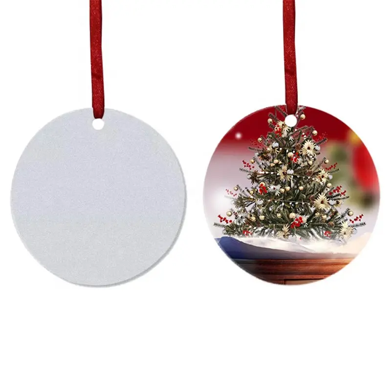 sublimation round aluminium christmas ornaments blank two sided printing thickness:1MM 30pcs/lot