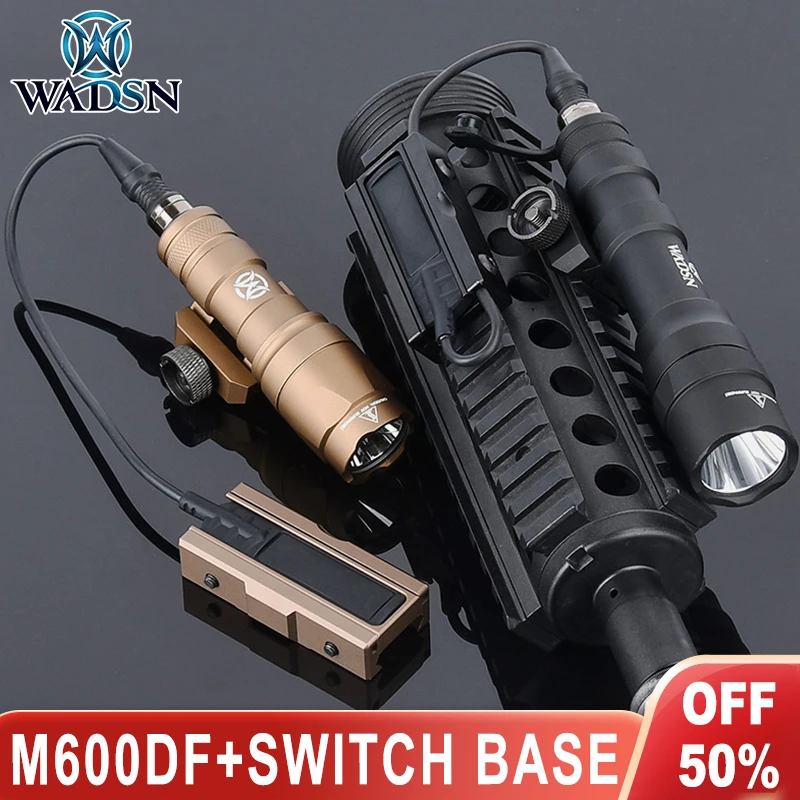 WADSN M600DF Tactical Flashlight M300A White LED Scout Light Pressure Switch Mount Slot Fit 20mm Picatinny Rail Airsoft Hunting