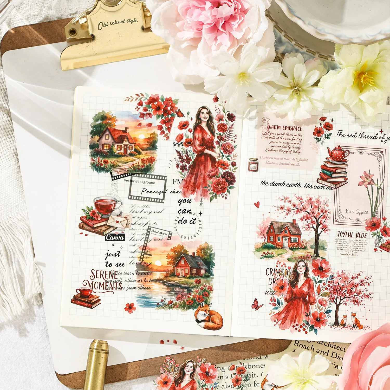 

4pcs Kawaii Stationery Stickers Fangye Qilv Junk Journal Planner Decorative Sticker Scrapbooking