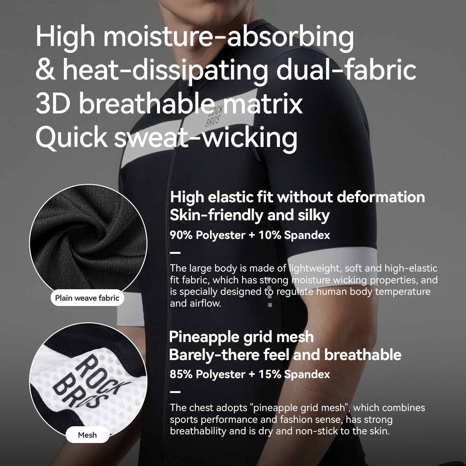 

ROCKBROS Cycling Short Sleeve Jersey Slim Fit Breathable Quick Dry Sportswear with Three Pockets Cool Road Bike MTB Cycling Wear