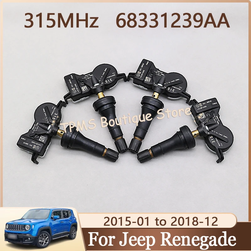 

68331239AA 68331239AB 4pcs 315MHz Car Tire Sensors System Tyre Pressure Sensor For Jeep Renegade 2015-2018