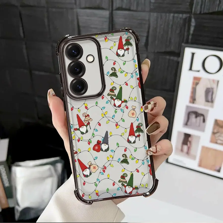 Telefoon Geval voor Samsung Galaxy A26 A24 A25 A33 A35 A36 A52 A17 A21s A16 A15 A13 Clear Cover Cartoon Kerst Kerstman