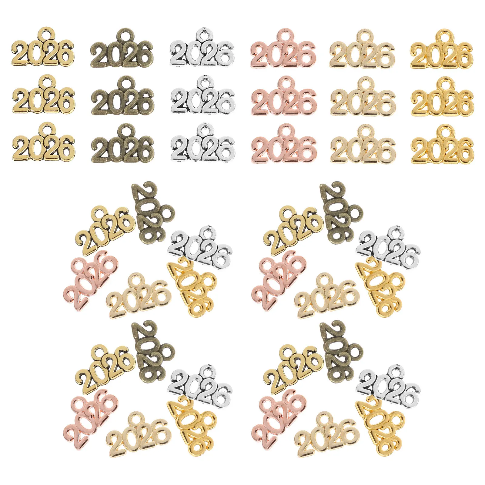 120 قطعة قلادة سبيكة Charms حلقة رئيسية DIY بها بنفسك اكسسوارات 2026 سنة التذكارية شرابة حسن الحظ سحر لحقائب الظهر حقائب اليد والمجوهرات #5