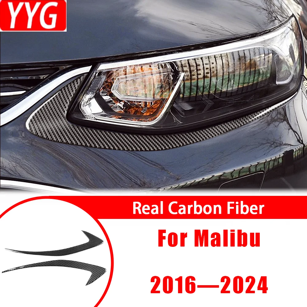 

Carbon Fiber Front Headlight Eyebrow Eyelid Car Accessories Interior Cover Trim Modified Sticker For Chevrolet Malibu 2016—2024