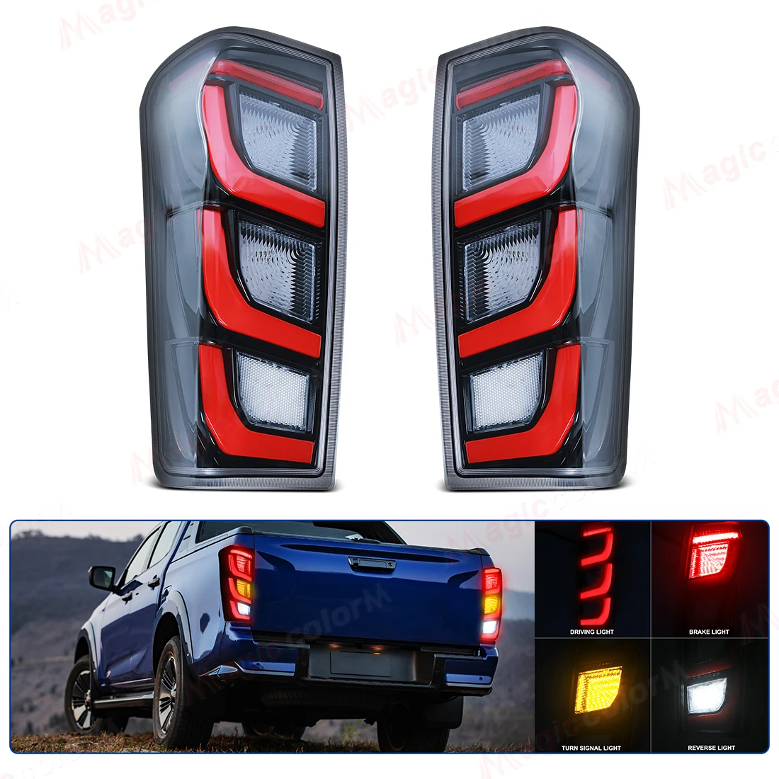LED Tail Lights For Isuzu D-Max Dmax 2012 2013 2014 2015-2019 Rear Brake Lamp with Turn Signal Light Driving Reversing Lamp 12V