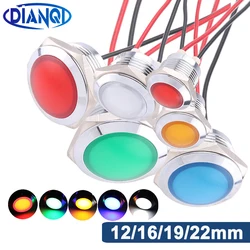 1PC 12mm 16mm 19mm 22mm Waterproof Metal Spherical Round Panel indicator Lamp Light With Wires LED Red Amber Blue Green White 6V