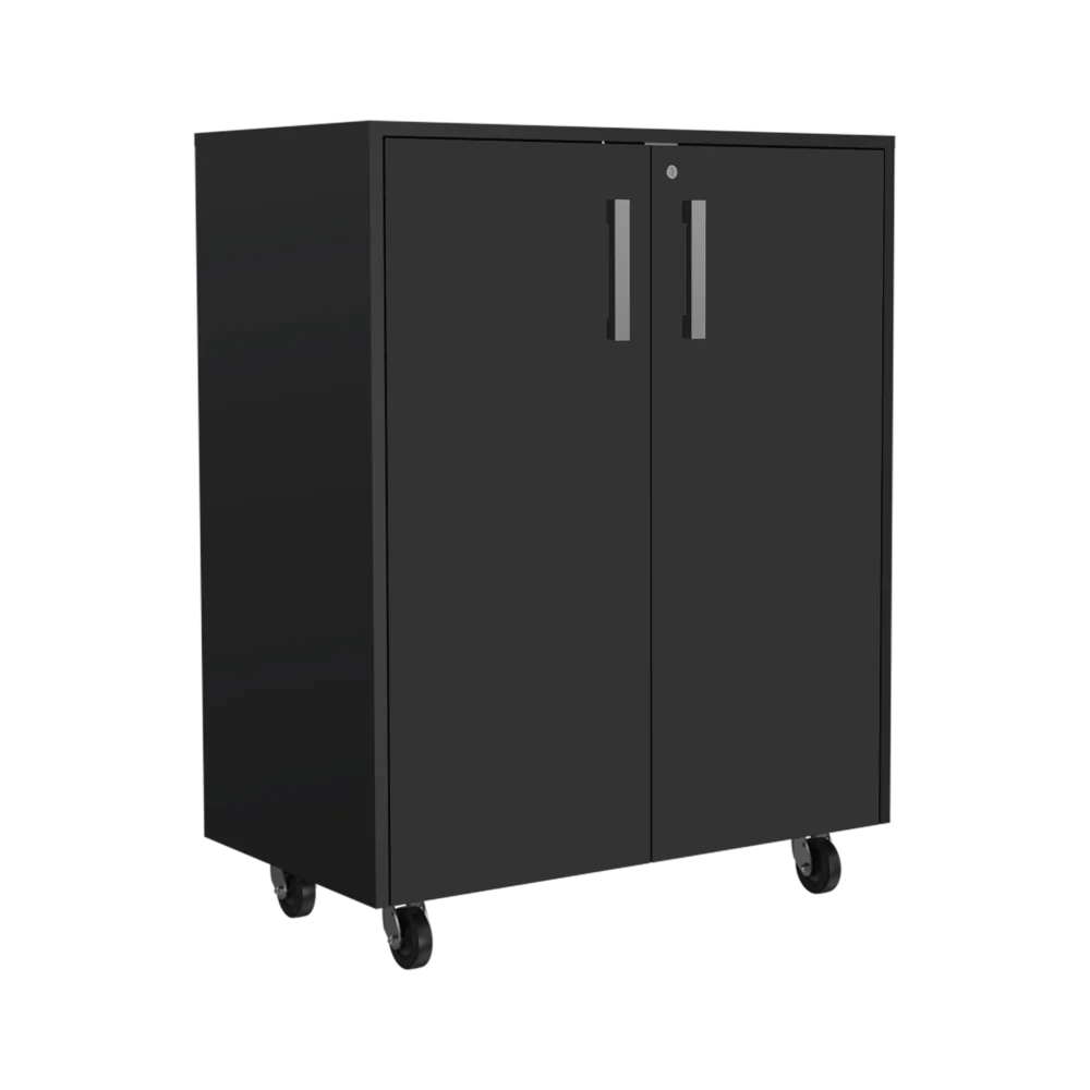 Lewis Storage Cabinet Base Four Caster Double Door Cabinet Two Interior Shelves