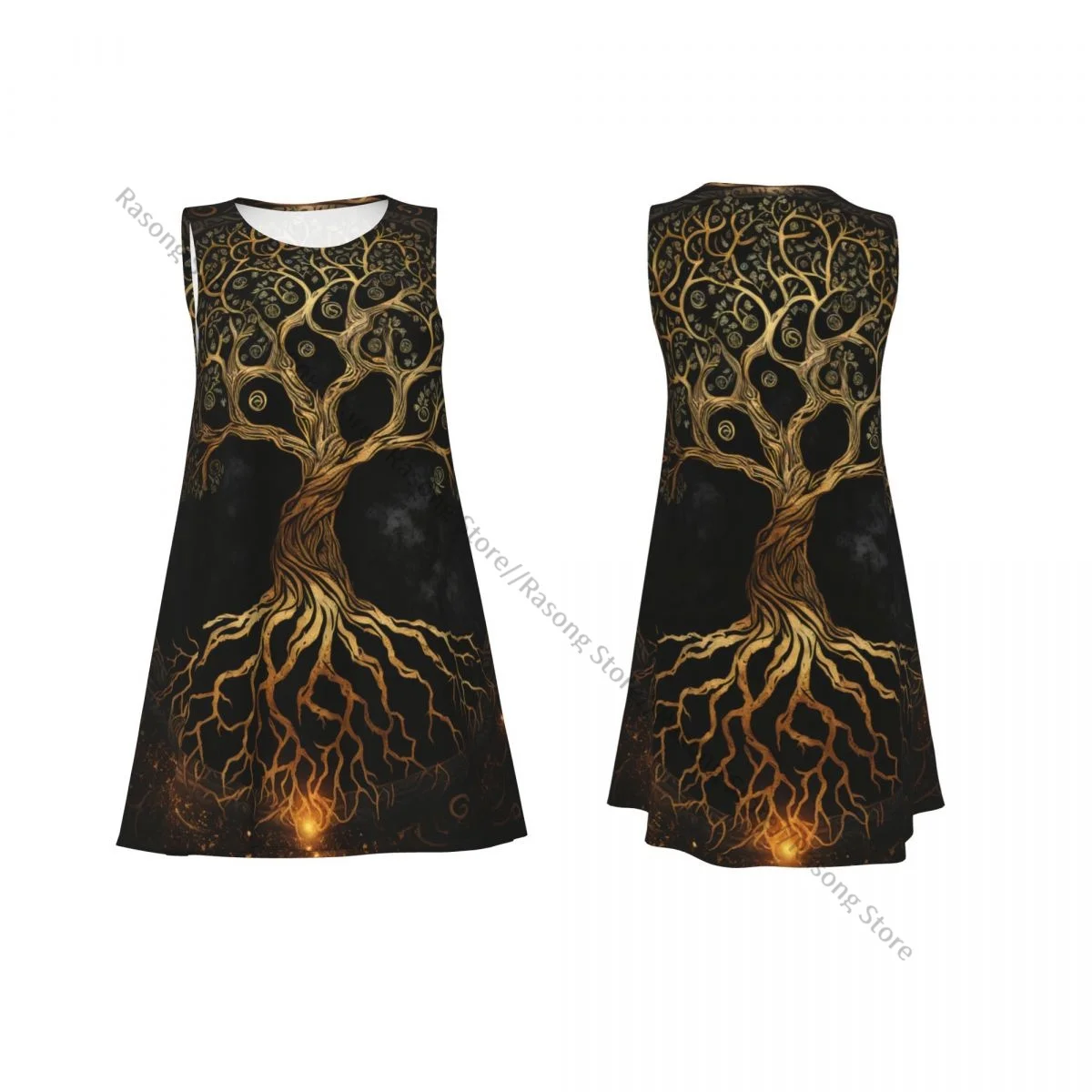 ชุดสตรี Celtic Tree Of Life Yggdrasil ฤดูร้อน Casual T เสื้อชายหาด COVER UP Tank Dress