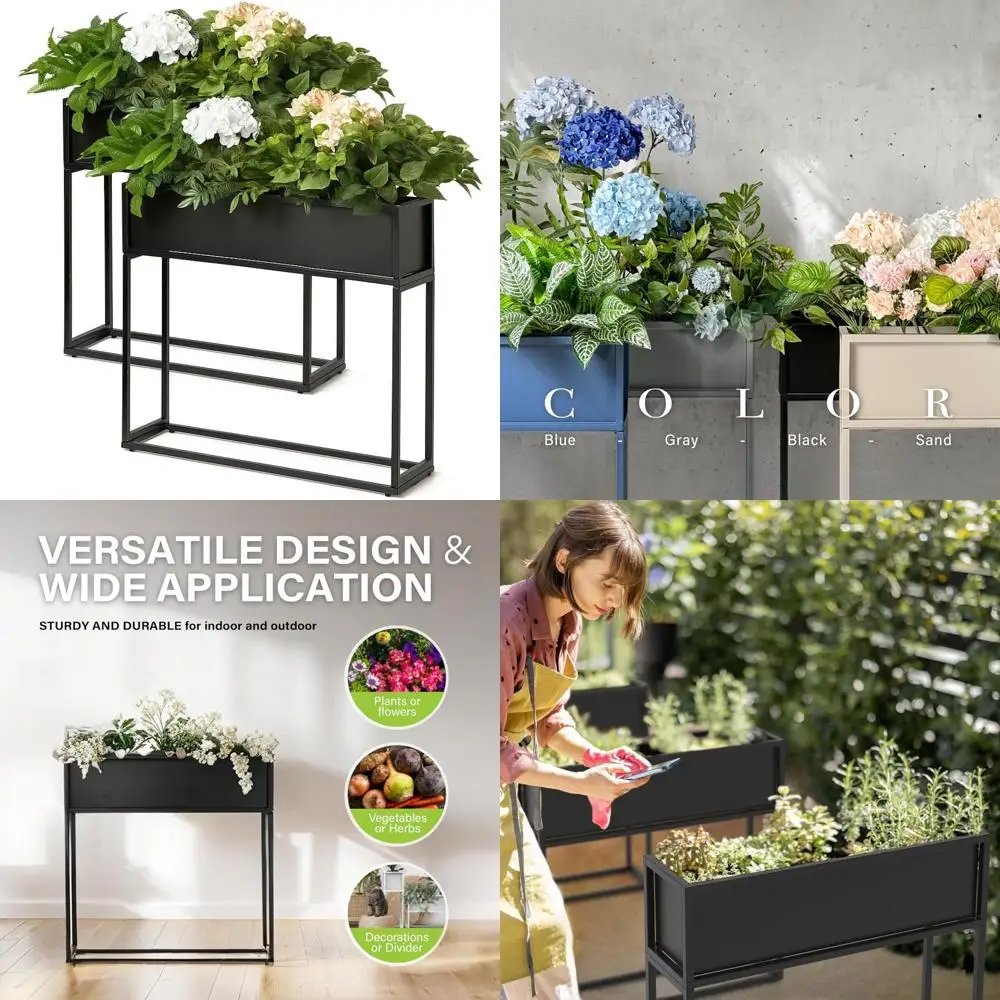 Прочная высокая прямоугольная приподнятая садовая кровать для уличных трав и цветов - приподнятый ящик для цветов для прочного садоводства