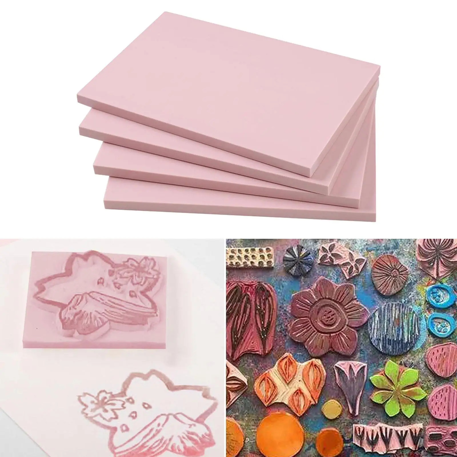4x Rubber Carving Blocks Engraving Block for Painting DIY Crafting Scrapbook