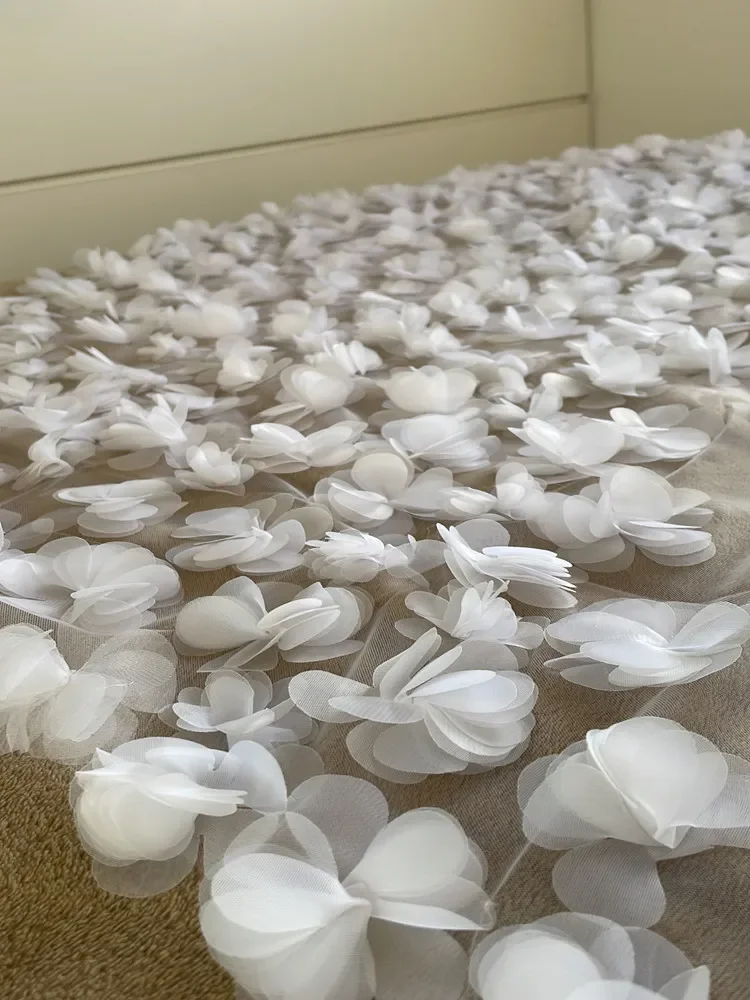 White Ivory Bridal Veil Long Cathedral Wedding VeilS 3D Flowers Floral Lace Petals Veil Bride velos de novia Wedding Accessories
