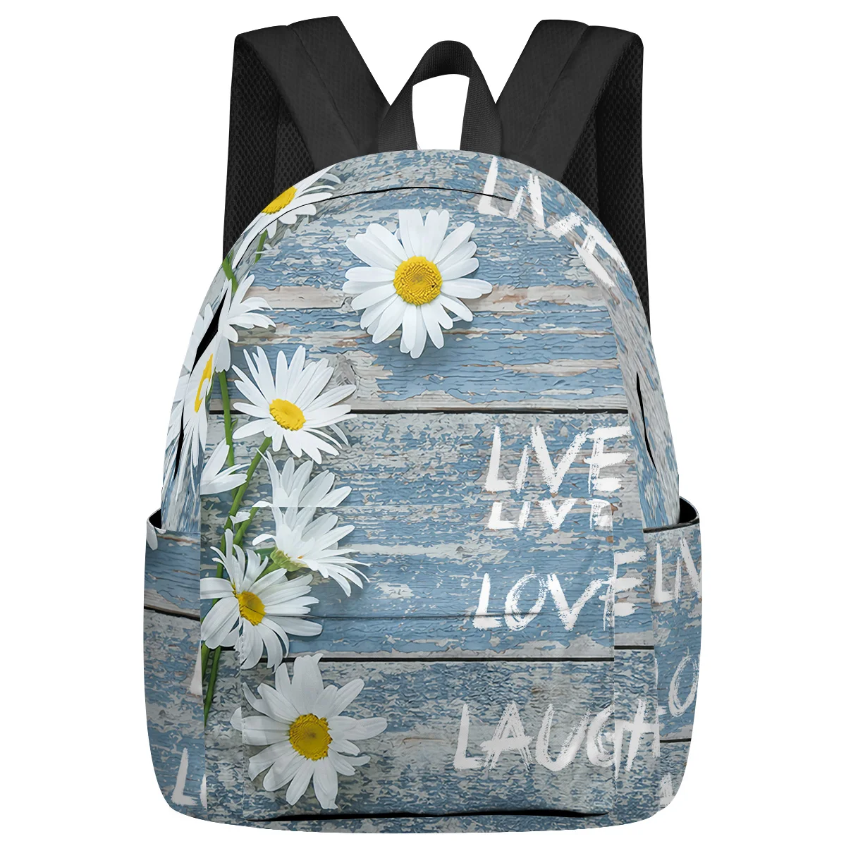 Daisy Flower Wood Texture Women Man Backpacks Waterproof Travel School Backpack For Student Boys Girls Laptop Book Pack Mochilas