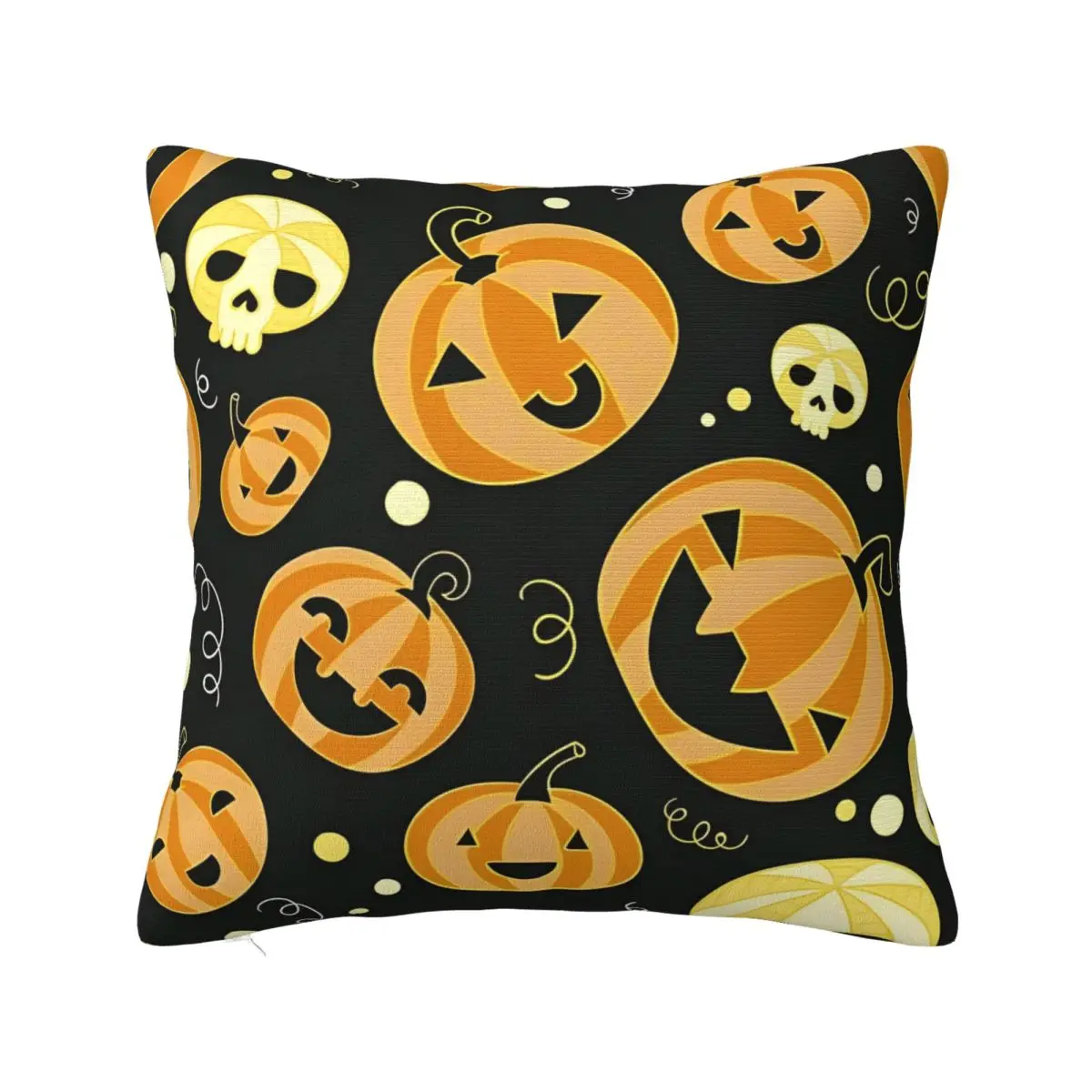 Cute Halloween Pumpkim Skull Pillowcase Soft Polyester Cushion Cover Decoration Throw Pillow Case Cover Living Room Square 40X40