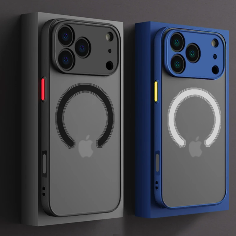 Luxury Armor Matte For Magsafe Magnetic Wireless Charging Case For iPhone 11 12 13 14 15 16 17 Pro Max Air Plus Shockproof Cover