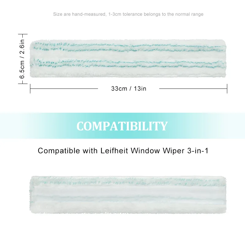 2pcs Window Cleaner Replacement Fleece for Leifheit Microfibre Fleece for Window Squeegee and Frames 33x6.5cm