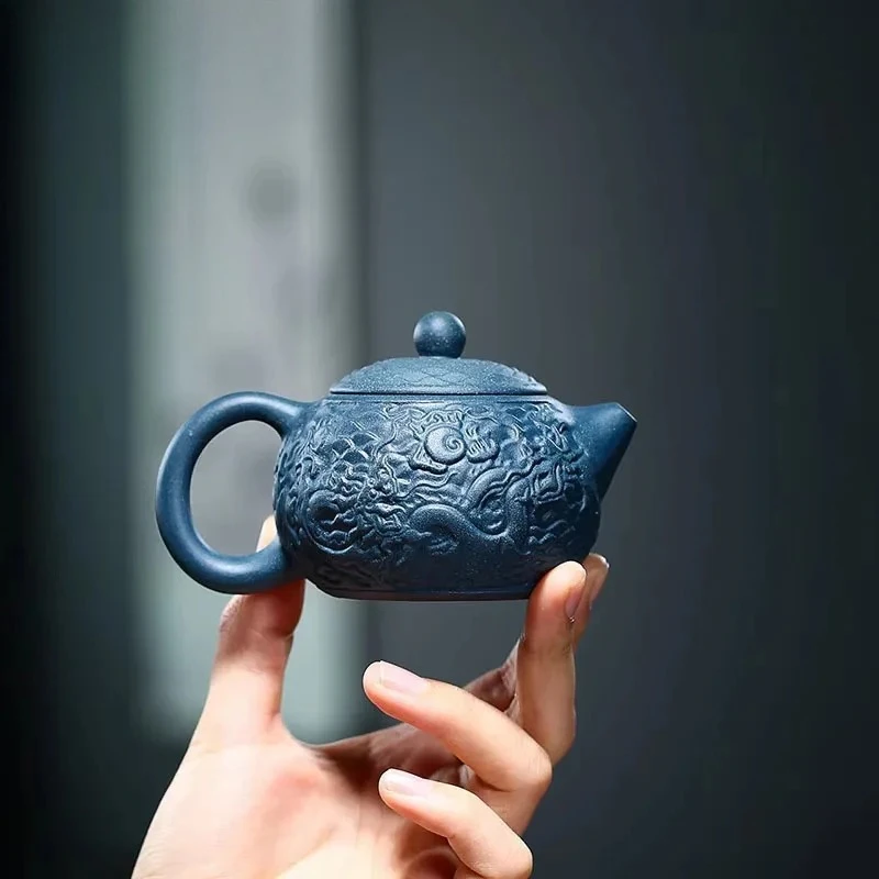 

160ml Chinese Yixing Tea Pot Handmade Purple Clay Teapots Dragon Pattern Xishi Pot Beauty Kettle Customized Gifts Authentic