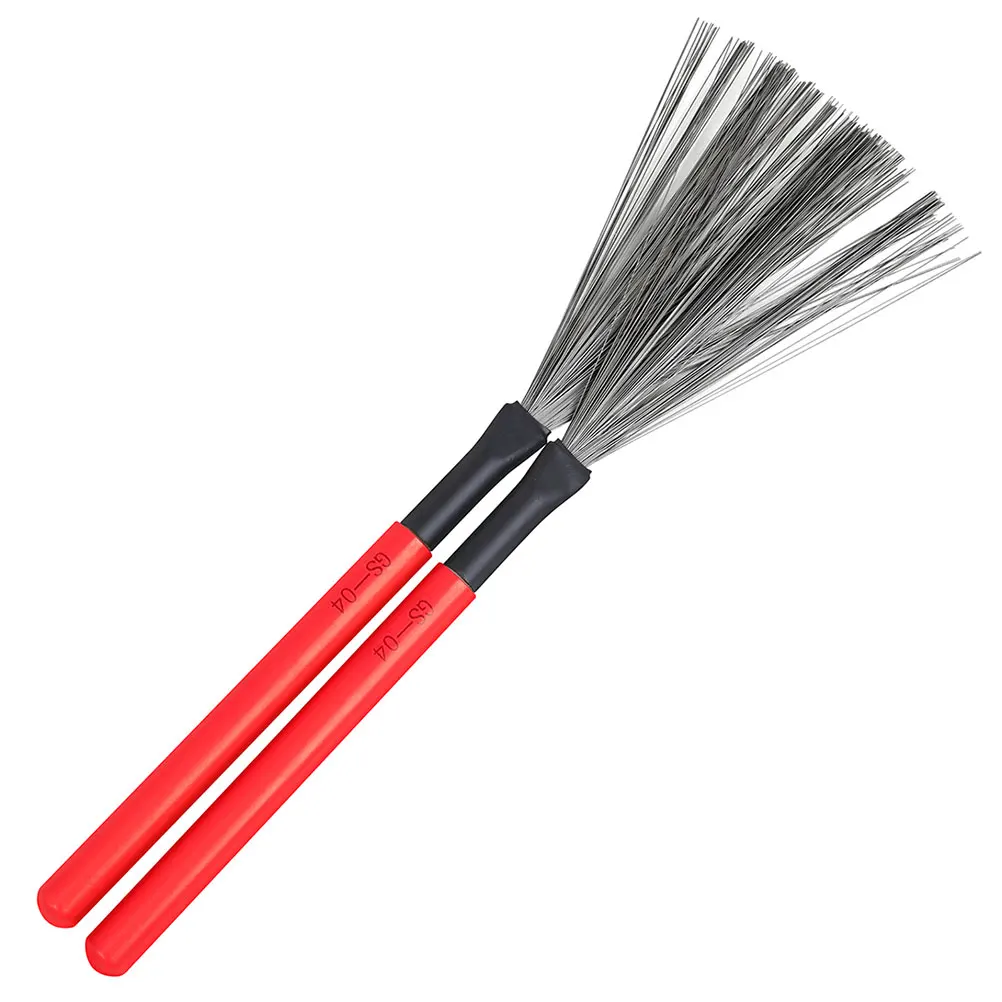 

2Pcs Drum Brush Percussion Jazz Accessories Wire Snare Brushes Steel Wooden Handle Drum Set Professional Practice