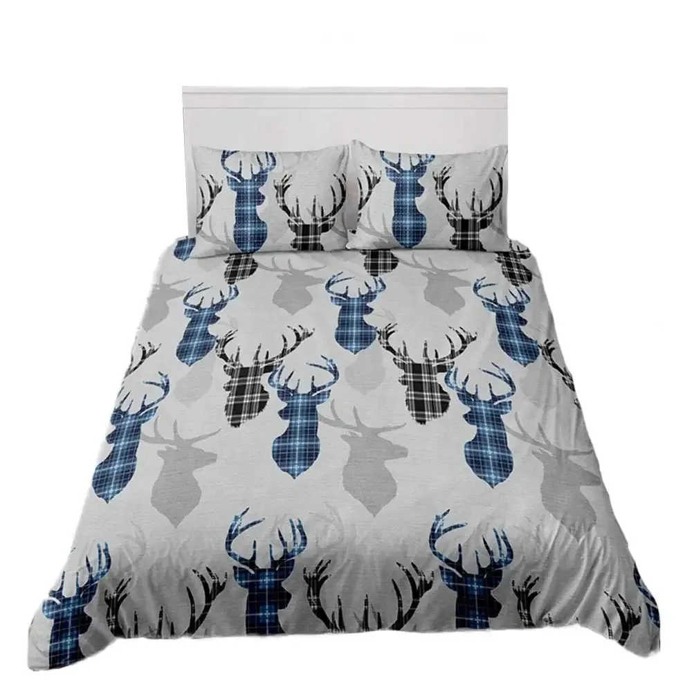 Boho Deer Head Rose Flowers Duvet Cover Set Dream Catcher Feathers Bedding Set Native American Tribal Ethnic Comforter Cover Set