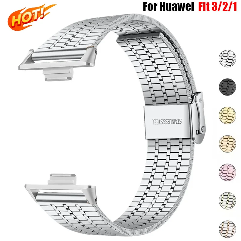 

Новый ремешок из нержавеющей стали для Huawei Watch Fit 3, сетчатый ремешок на запястье, петля для Huawei Watch Fit2/1, сменный металлический браслет Correa