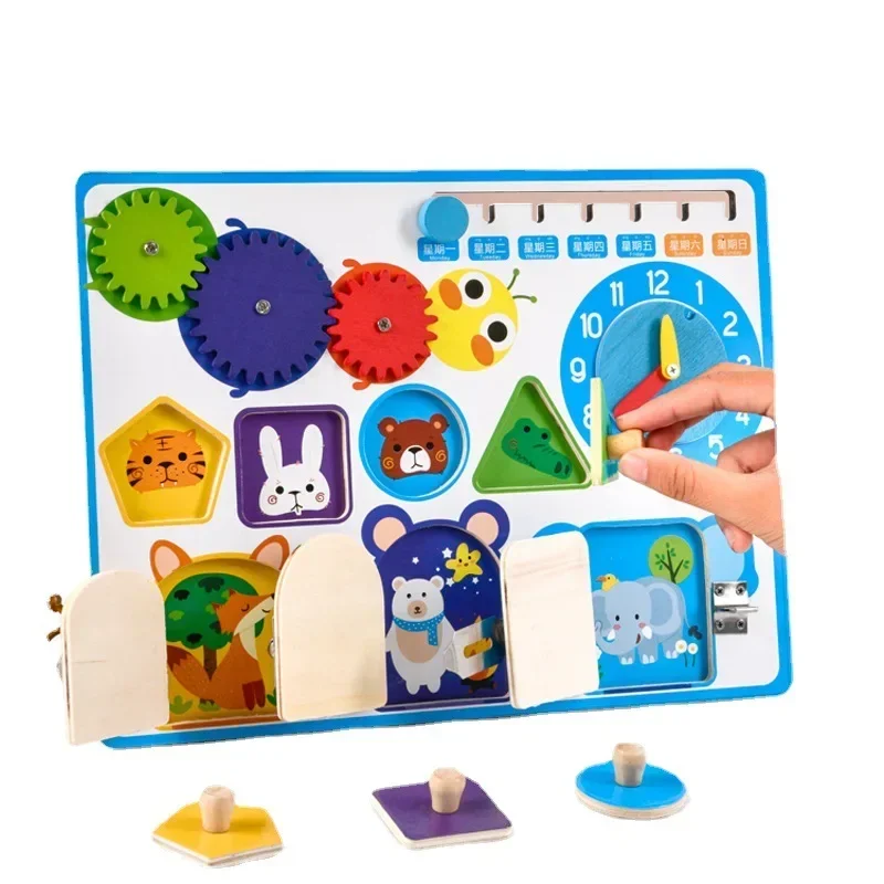 

Montessori Toys Busy Board Baby Game for Toddlers 1-3 Years Locks Latch Kids Educational Wooden Puzzle Sensory Toy for Children