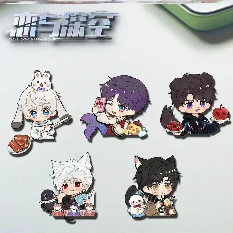 

Love And Deep Space Acrylic Character Pins Set Caleb Sylus Rafayel Aster Zayne Bag Accessory Charms Acrylic Collectible Goods