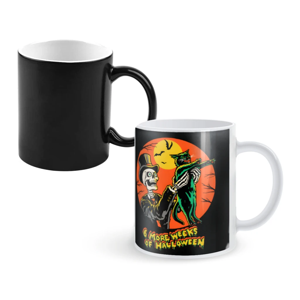 

6 More Weeks Of HalloweenCoffee Mugs And Mug Creative Color Change Tea Cup Ceramic Milk Cups Novelty Gifts