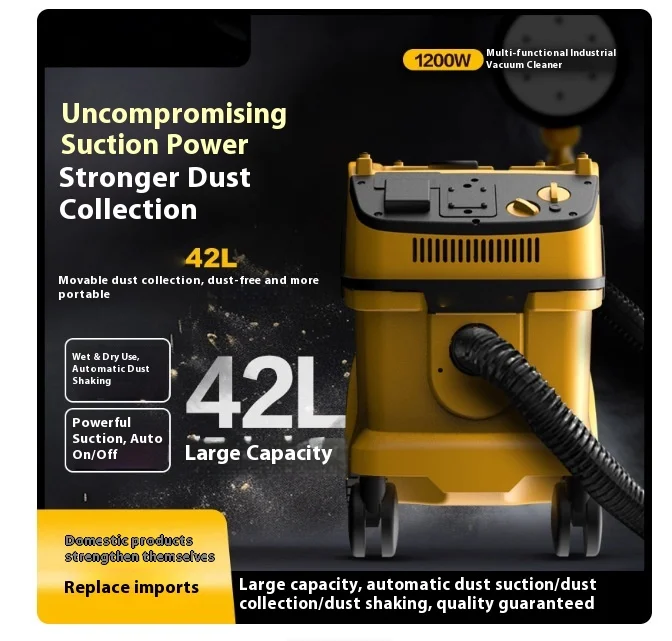 Gold Seller 42L Vacuum Cleaner Powerful Automatic Shaking Dust Collector Dedicated Wall Polishing Machine High-power Linkage Dus