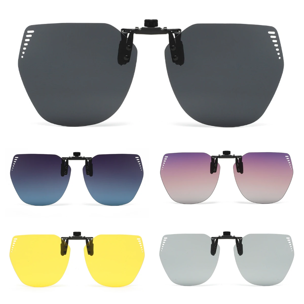 New Brand Polarized Flip Up Clip On Sunglasses Vintage Anti Glare Frameless Lens Pilot Sun Glasses Night Vision Glasses