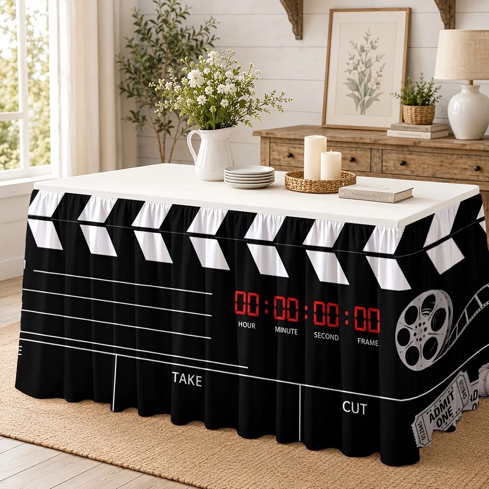 1 tablecloth table skirt, polyester film photography equipment printed table skirt