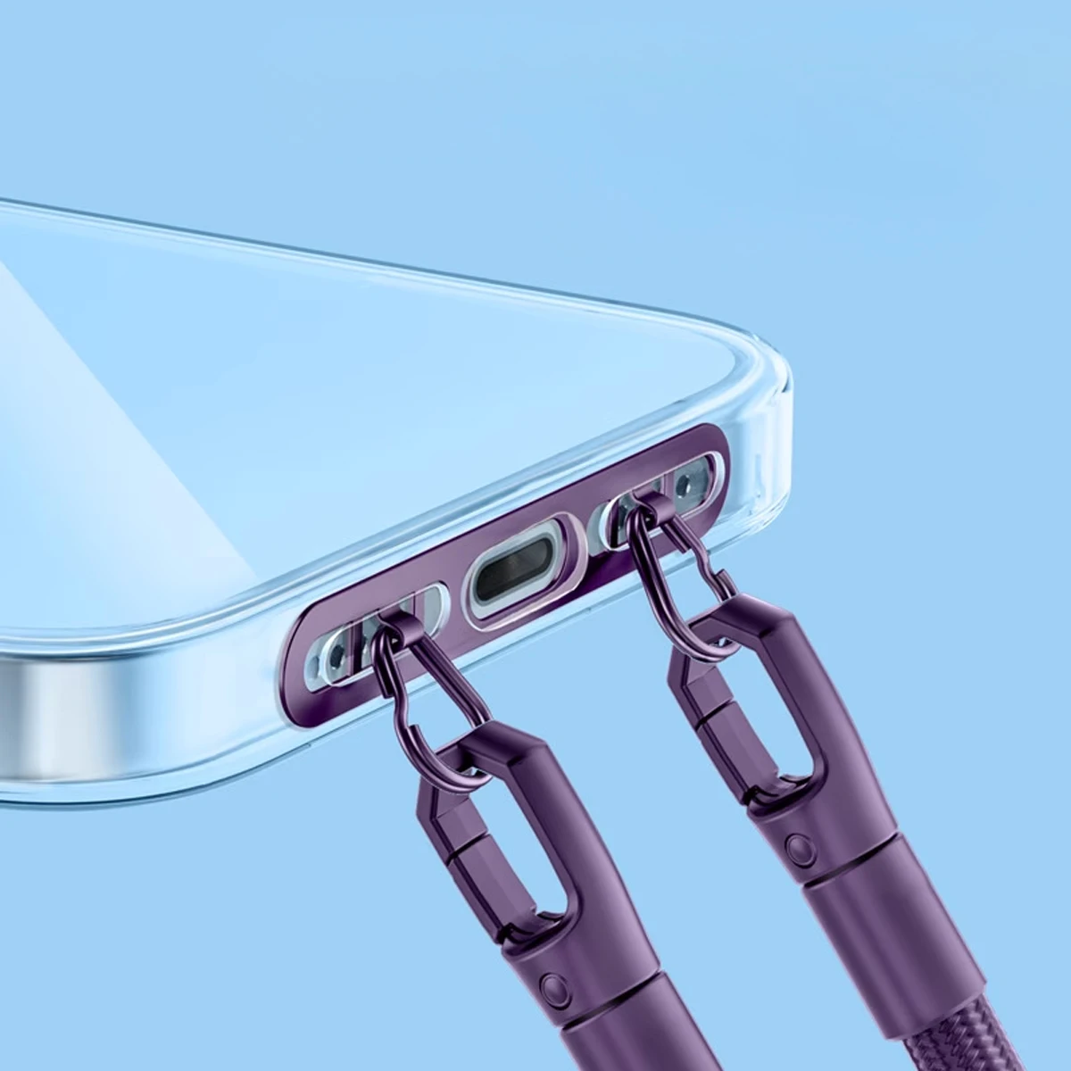 Lanière de téléphone portable en acier inoxydable, 1 pièce, Clip de suspension latérale, Double boucle, sangles de téléphone, joint, pièce de connexion en métal